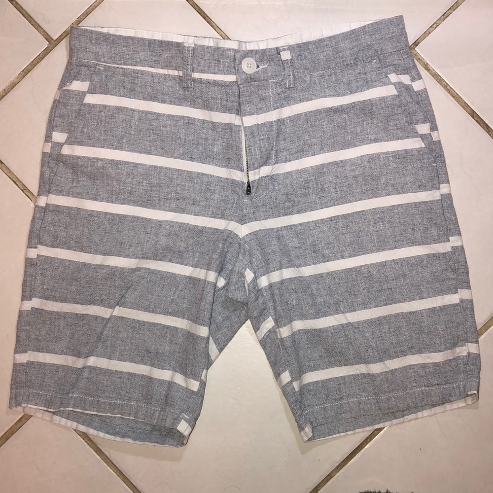 White and Blue Striped Shorts